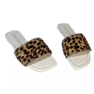 Stuart Weitzman Leopard Calf Hair Summer Slide Sandal New Size 7